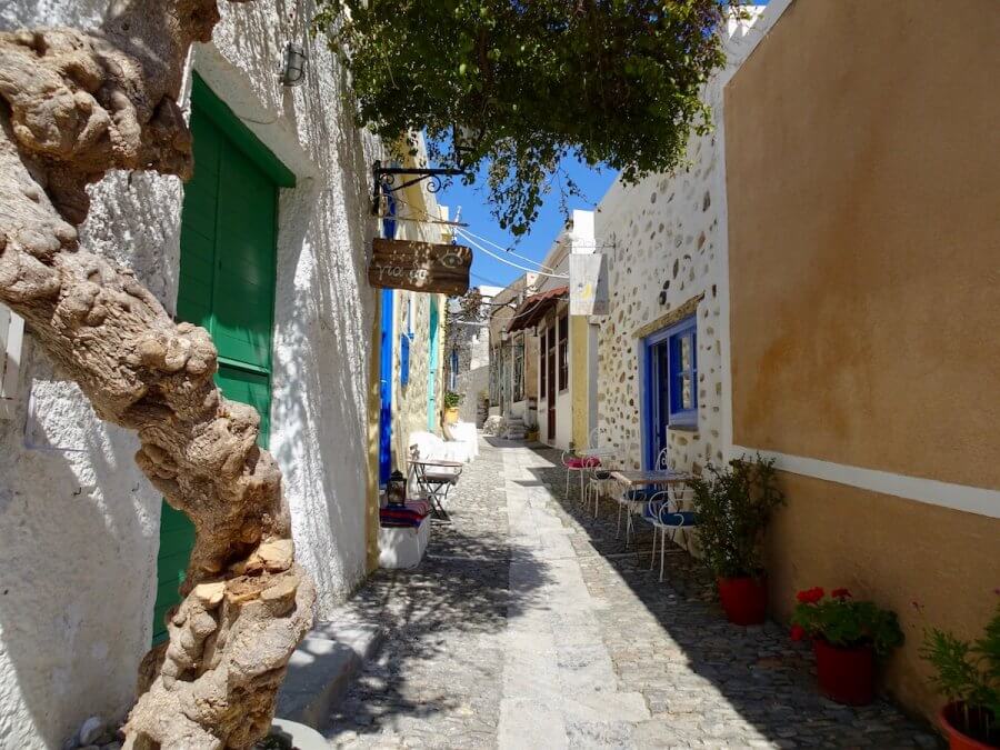 Cafe Street in Ano Syros, Greece