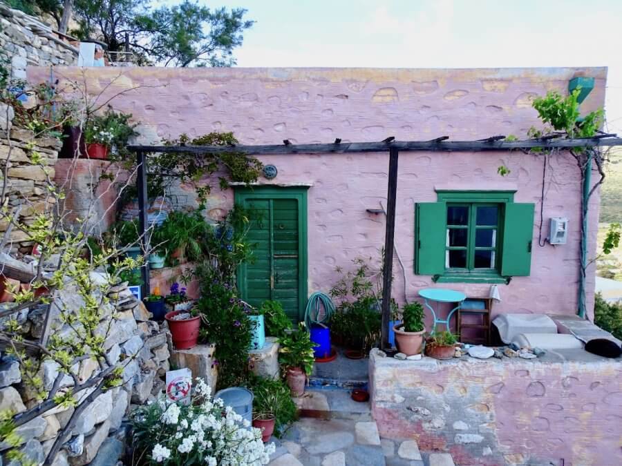 Colorful house in Ano Syros, Greece
