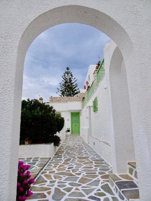 Paros home with green doors