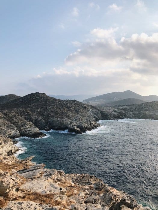 Paros landscape with mountain and water