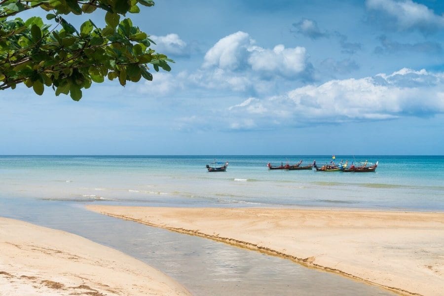 Phuket beach with boats