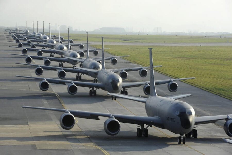 airplanes lined up