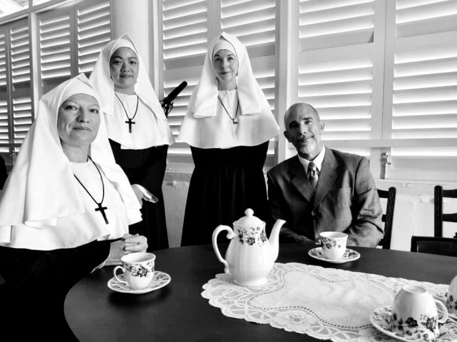 black and white group of nuns