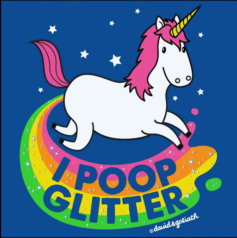 unicorn pooping glitter, david & goliath tee