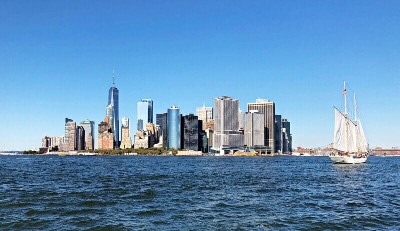 NYC skyline from the water.