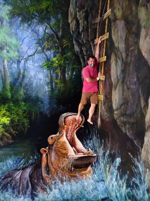 Mark being eaten by at hippo at 3D Art museum Langkawi Itinerary