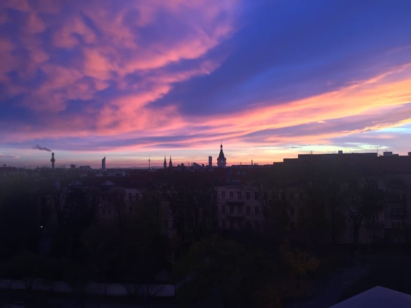 Sunset with purple and pink skies