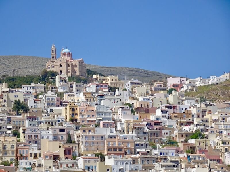 Syros landscape and church