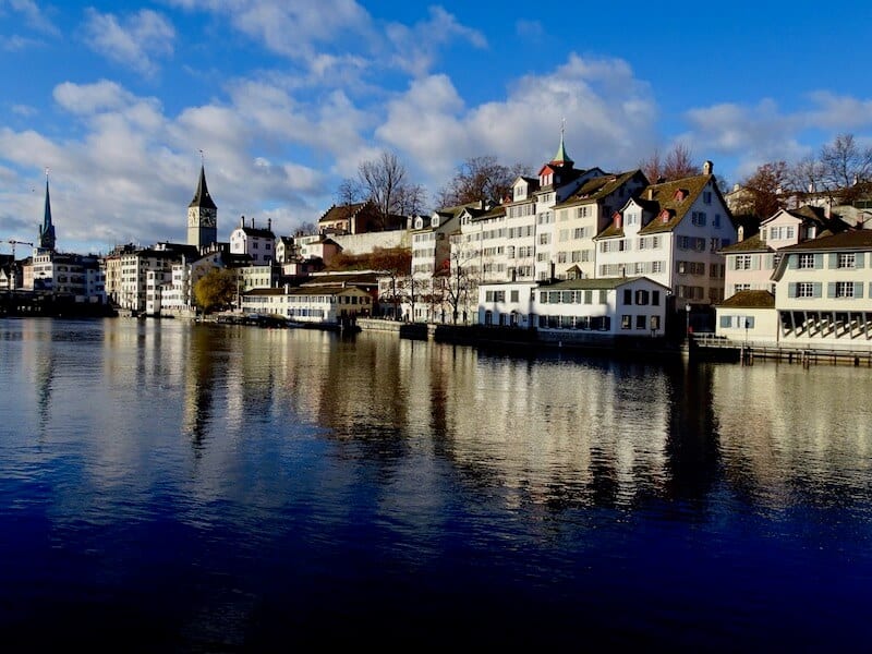 Architecture along the river in Zurich