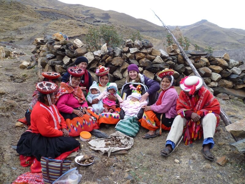 group of women with babies in Peru: multicultural kids
