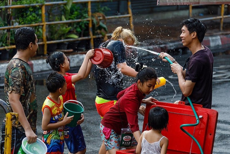 Songkran festival water fight. Festivals of Malaysia