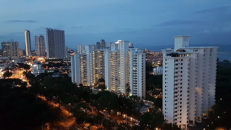 High-rises at the blue hour in Tanjung Tokong, Penang where to stay