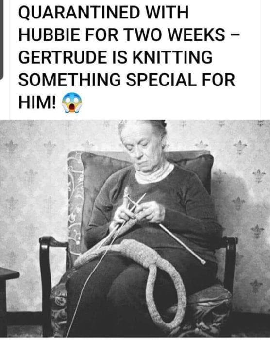 woman knitting a noose meme