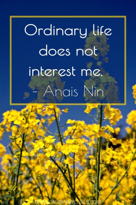 Ordinary life does not interest me. – Anais Nin