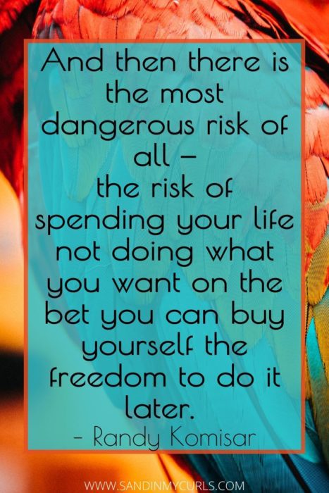 most dangerous risk of all — the risk of spending your life not doing what you want on the bet you can buy yourself the freedom to do it later.”