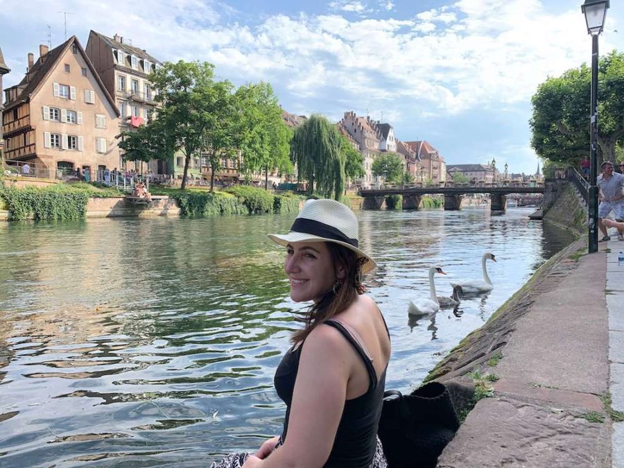 Carlie along the river living in Strasbourg