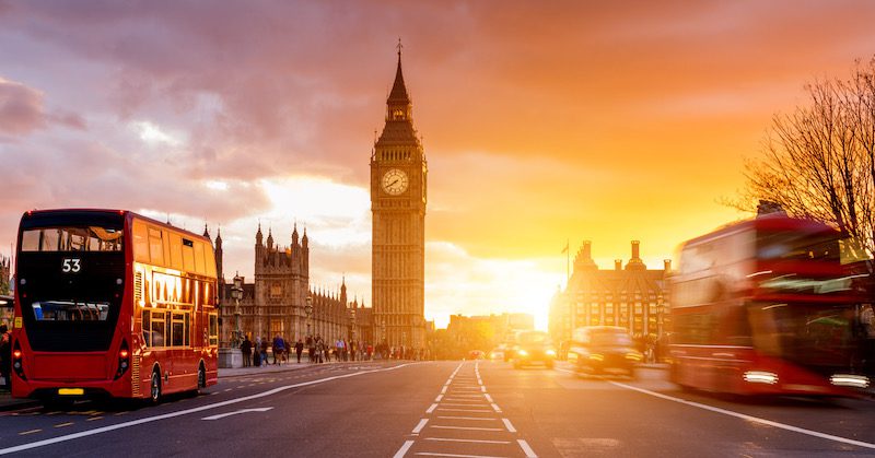 London street at sunset