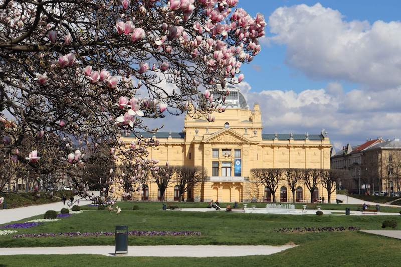 Beautiful building, cherry trees Croatia