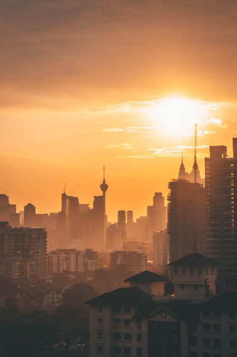 Kuala Lumpur with an orange sunset