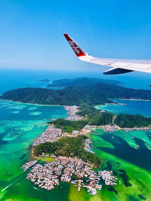 view of the green and blue ocean around Kota Kinabalu