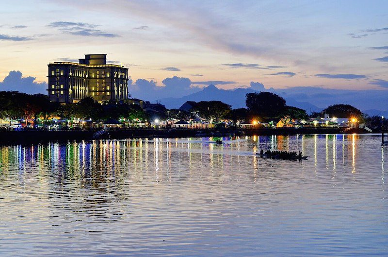 Kuching river at sunset- best places to live in Malaysia