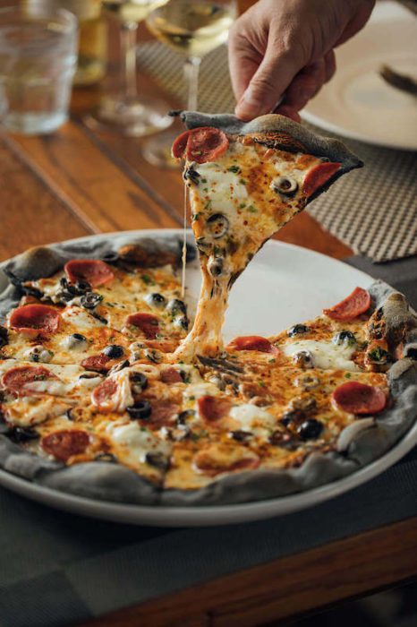 pizza with charcoal crust food delivery penang