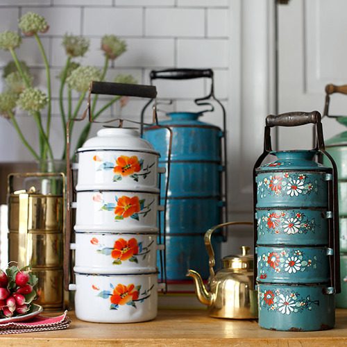 colorful tiffins for carrying food