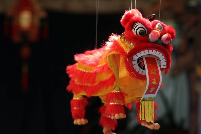 red lion puppet for chinese new year