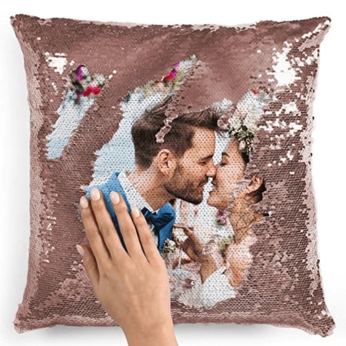 Best going away gift for a couple. Sweep the sequins in one direction, and it's all sparkle. The other way reveals a customized photo of you