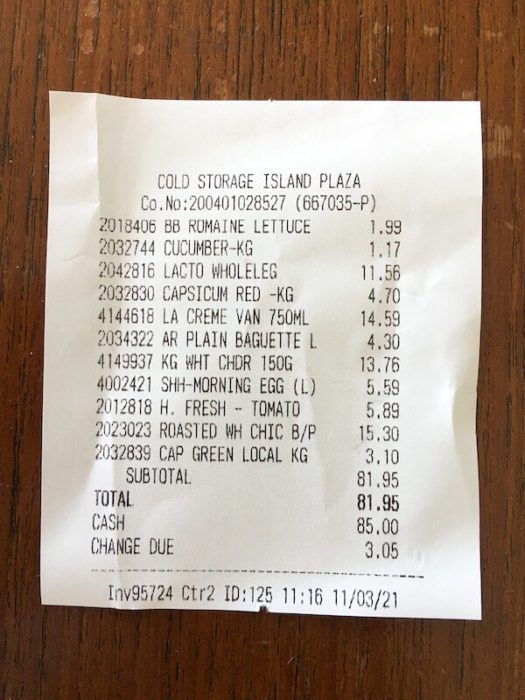 receipt from a grocery store