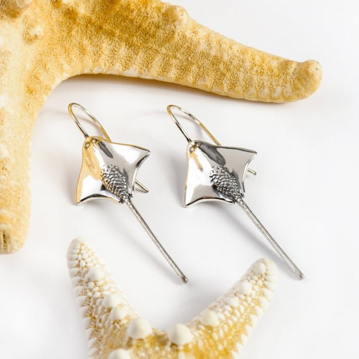 manta ray earring made out of stainless steel