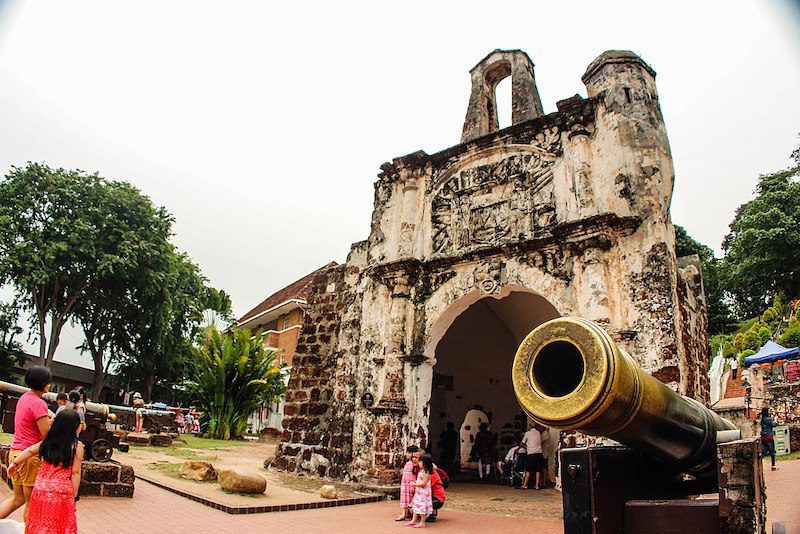 A'Famosa Fort with its crumbling stone walls and large canon, is a cool thing to do in Melaka.