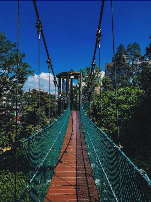 blue skies and a suspension bridge to visit while living in kuala lumpur