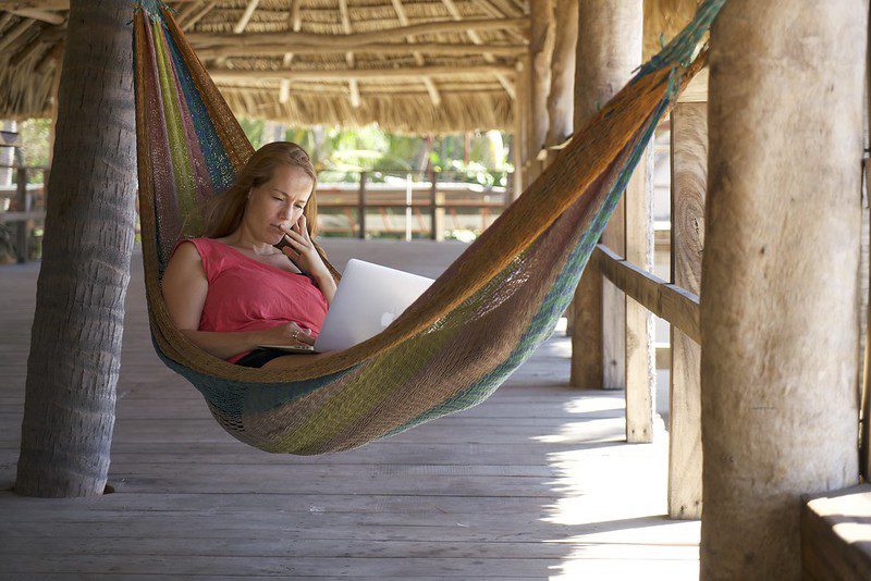 having a digital nomad job means working in a hammock