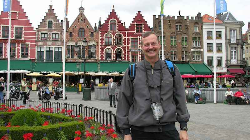 man smiling in Bruges