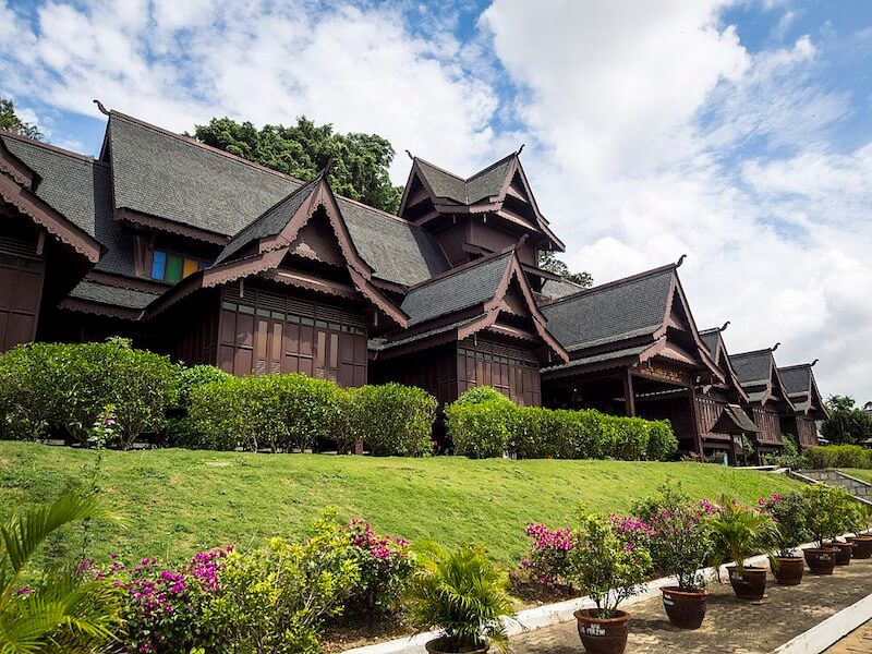 Melaka Sultanate Palace is a historical  place in Malaysia. Wood palace with many peaks and a green lawn