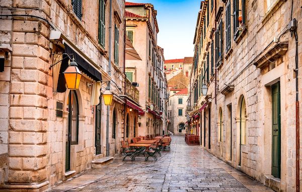 The narrow cobblestoned streets of Croatia 