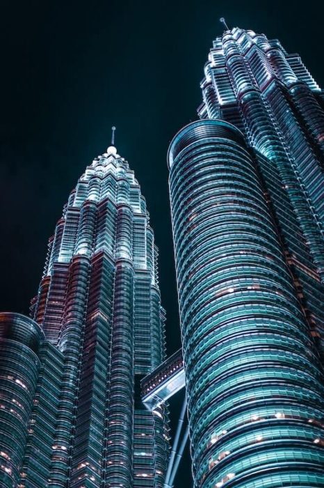 Petronas Towers at night. The tallest twin towers in the world