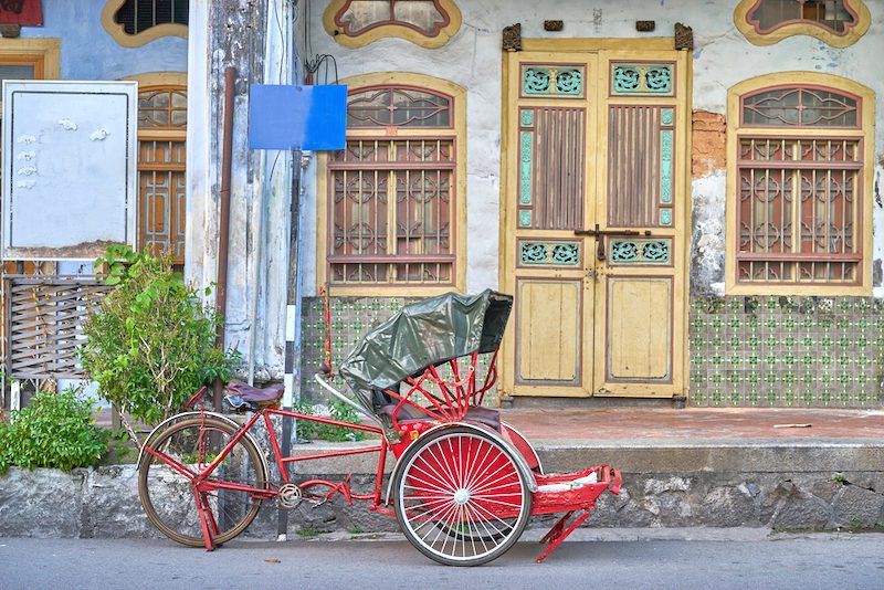 red trishaw in Penang Malaysia 