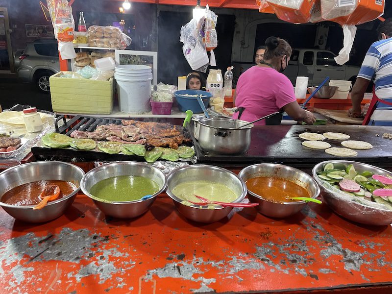 food at a taco stand in Puerto Vallarta