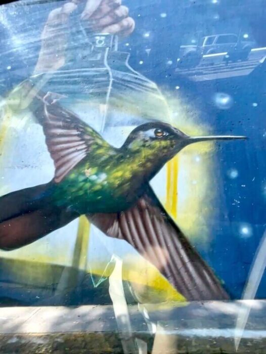 colibri mural in Mexico City