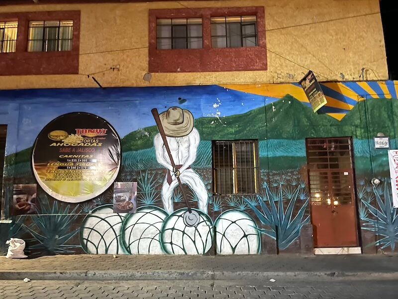 mural of a jimador in Pueblo Magico tequila