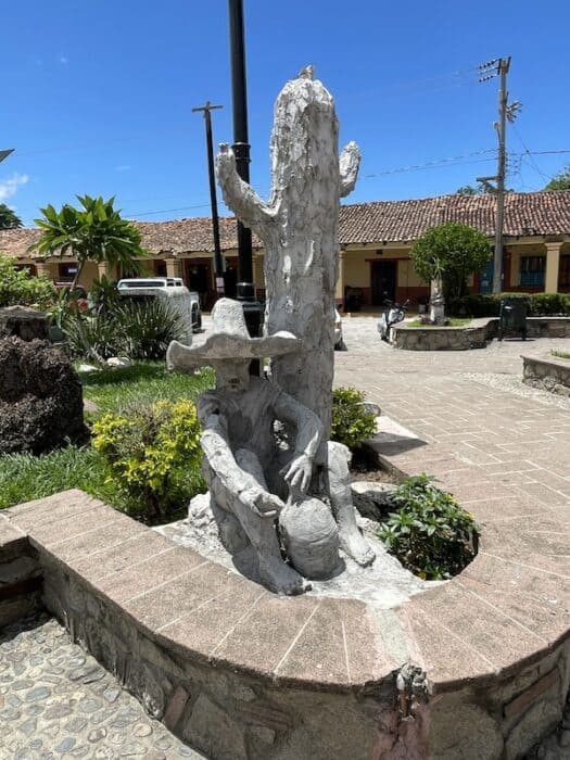 Cactus and man sculpture