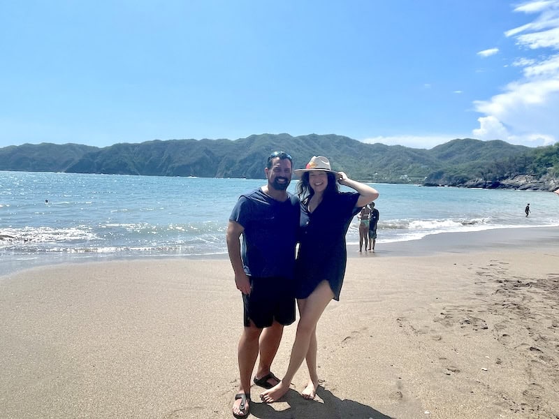 us on the beach in Melaque Mexico