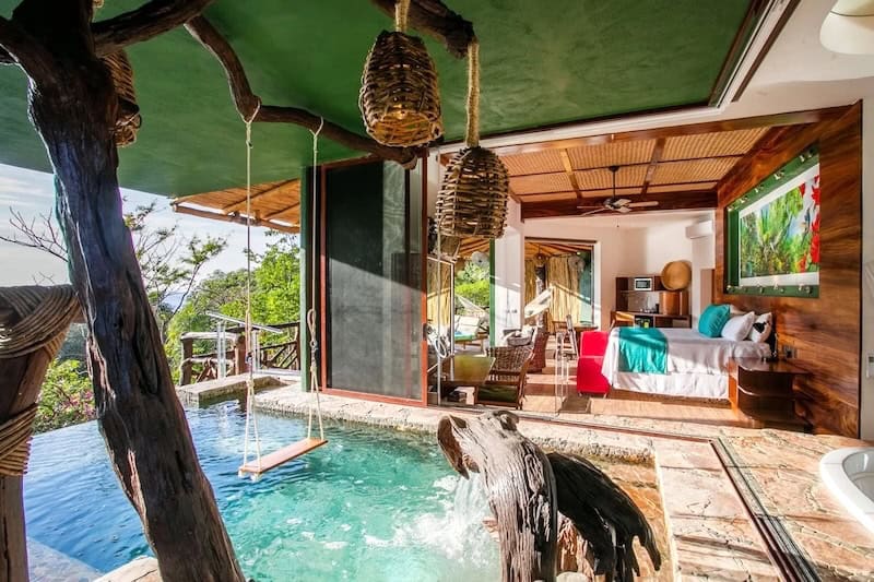 Villa Lala luxury hotel in Puerto Vallarta with pool and swing off the room.