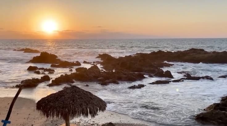 Conchas Chinas Beach at sunset in Puerto Vallarta