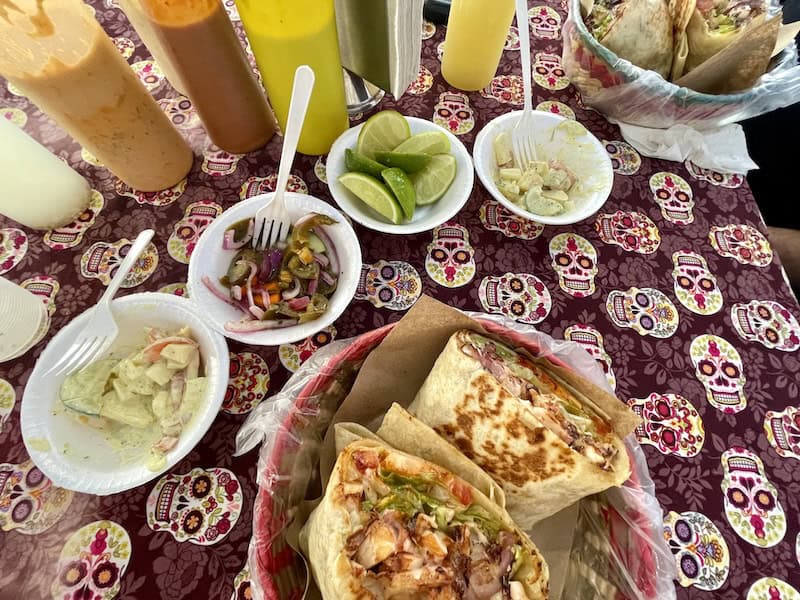 burrito at Tacon de Marlin a restaurant in Puerto Vallarta with AC 