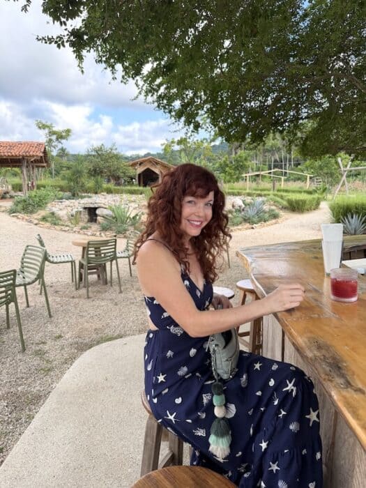 me sitting at the tree bar in Cachasol agave tastings ner Puerto Vallarta
