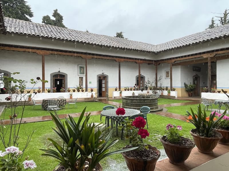 hacienda courtyard in the rain