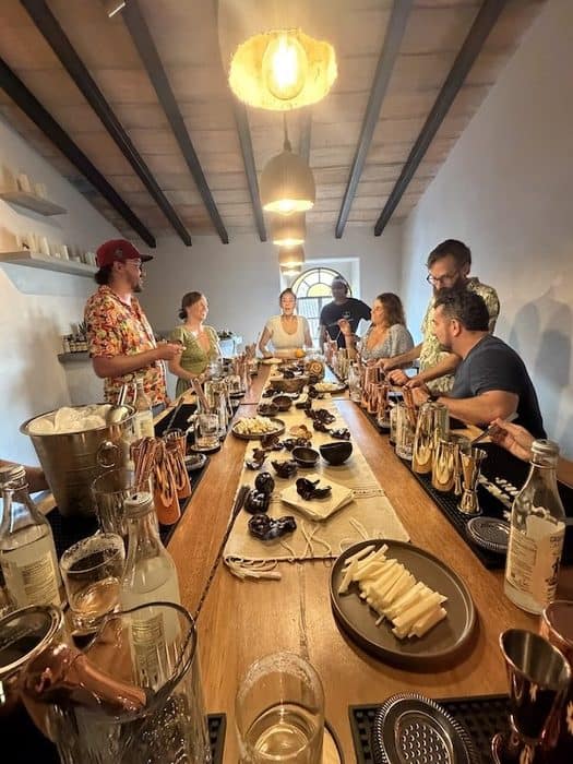 group of friends at a cocktail making class in Puerto Vallarta